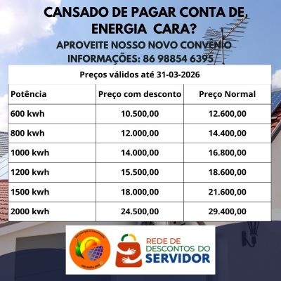 ADQUIRA LOGO SEU SISTEMA SOLAR
Promoção imperdível.
Preços válidos até 31-03-2026